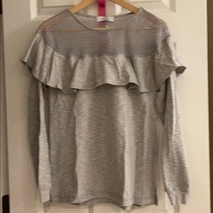 Ruffled long sleeve top size S